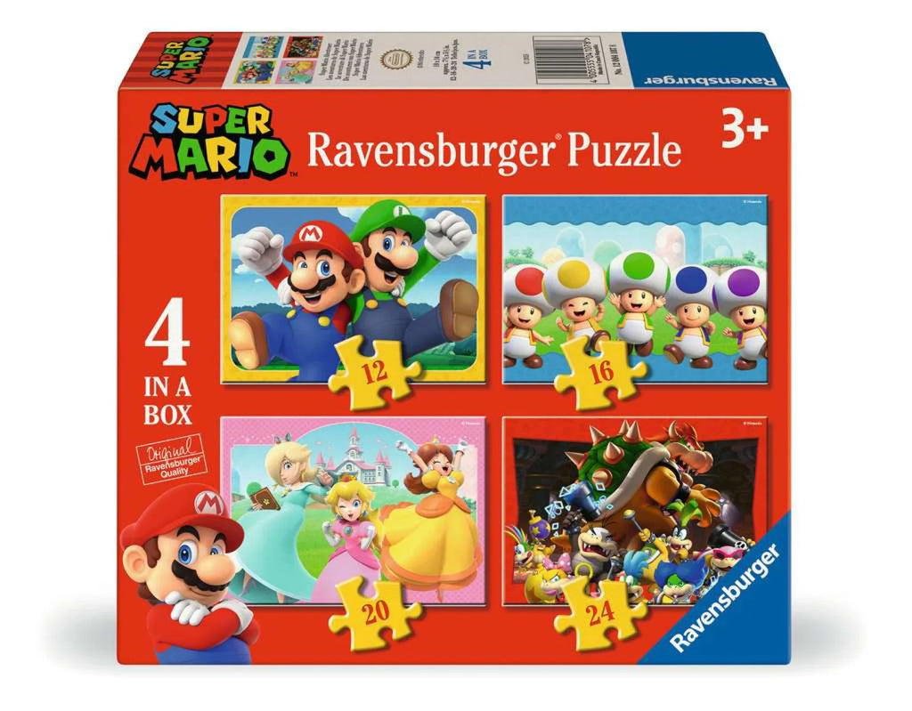 4 puzzels 12+16+20+24 stukjes - Super Mario