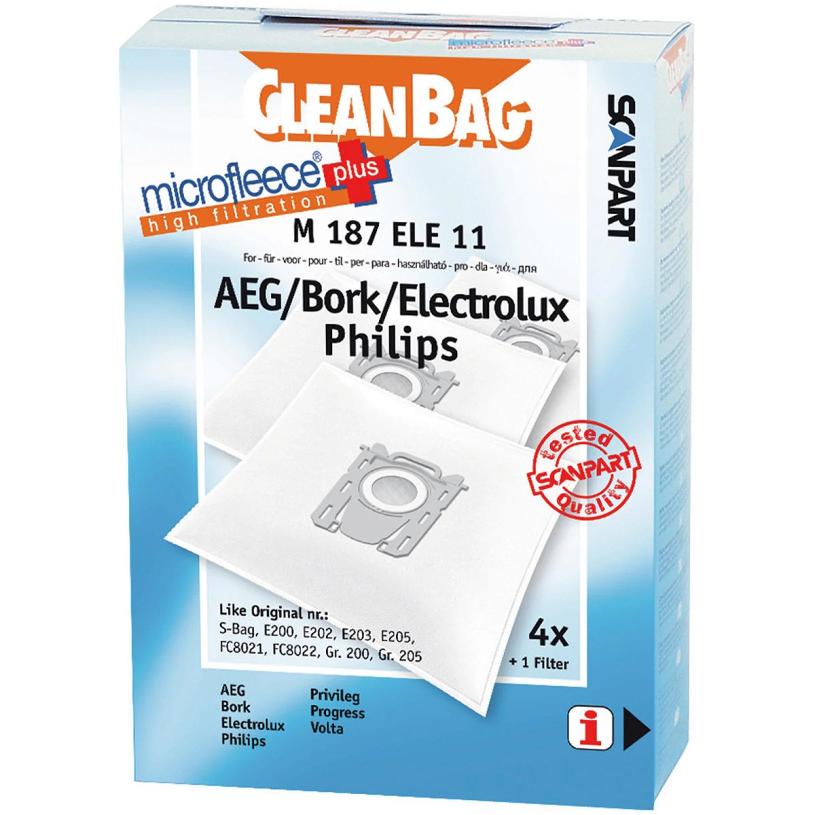 Stofzuigerzakken M187ELE11 AEG/Philips S-Bag Mirco+ 4 stuks