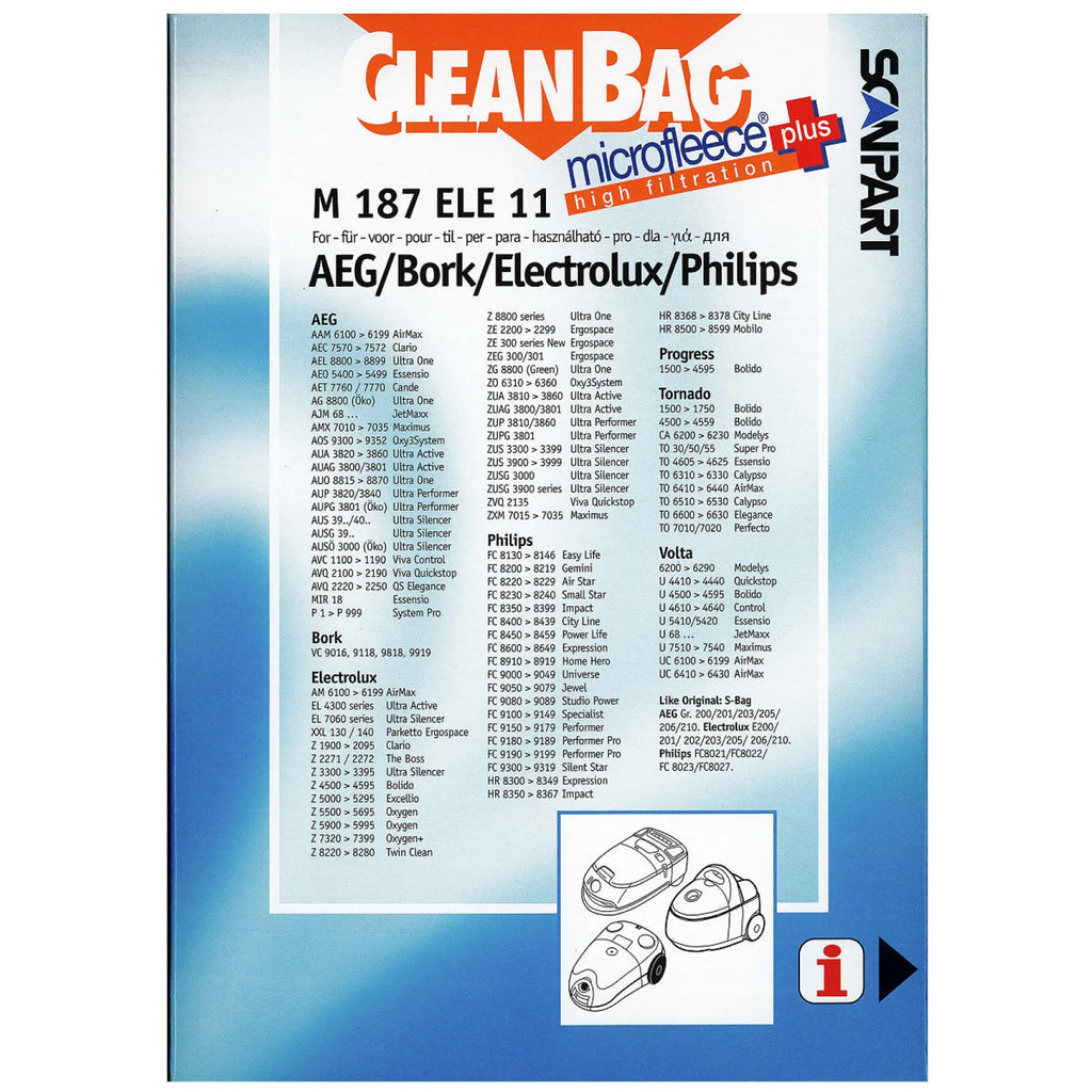 Stofzuigerzakken M187ELE11 AEG/Philips S-Bag Mirco+ 4 stuks