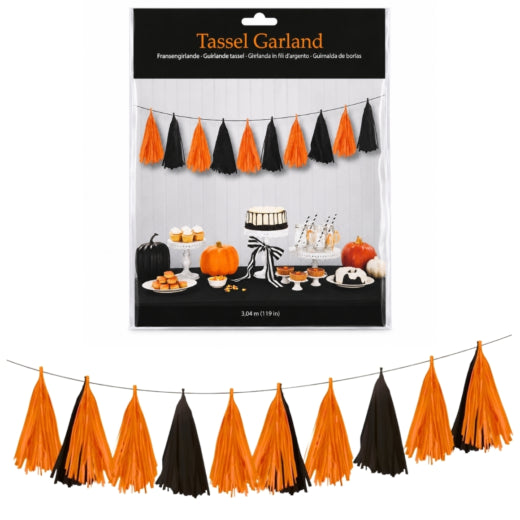Amscan Halloween slinger oranje/zwart 3 m