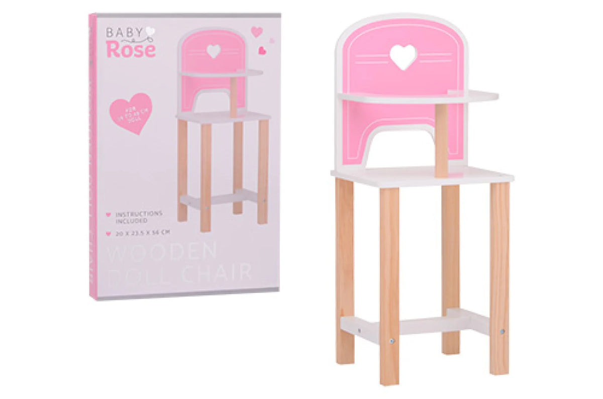 Baby Rose houten poppenstoel