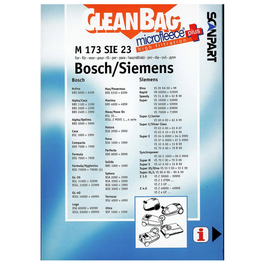Stofzuigerzakken M173SIE23 Bosch Siemens D/E/F/G/H Mirco+ 4 stuks