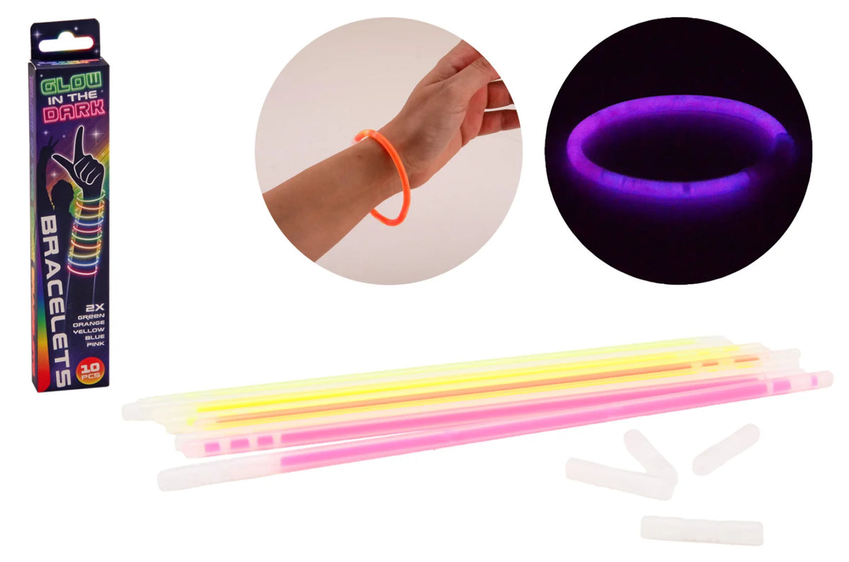 Glow in the dark bracelets 10 pieces in box