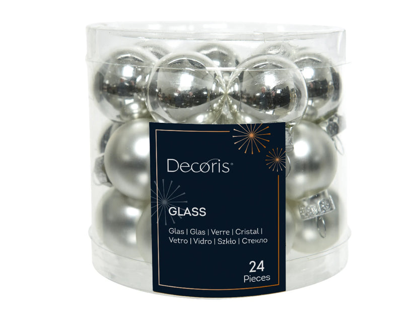 Kerstbal Glas 2.50cm 24 stuks - Zilver