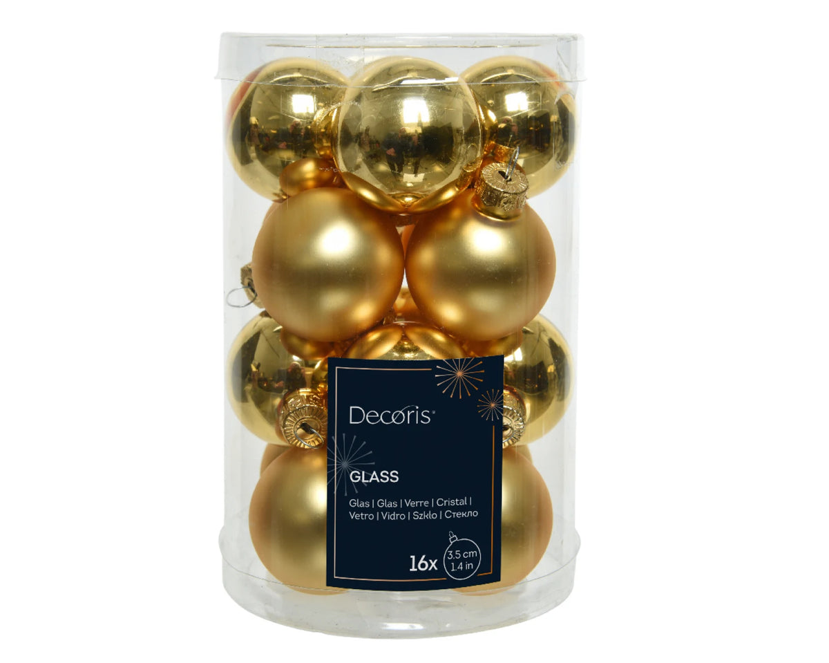 Kerstbal Glas 3.50cm 16 stuks - Goud