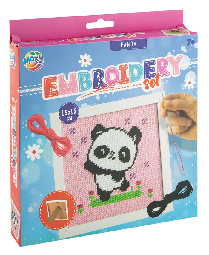 Moxy Borduurset in lijstje 15x15cm panda