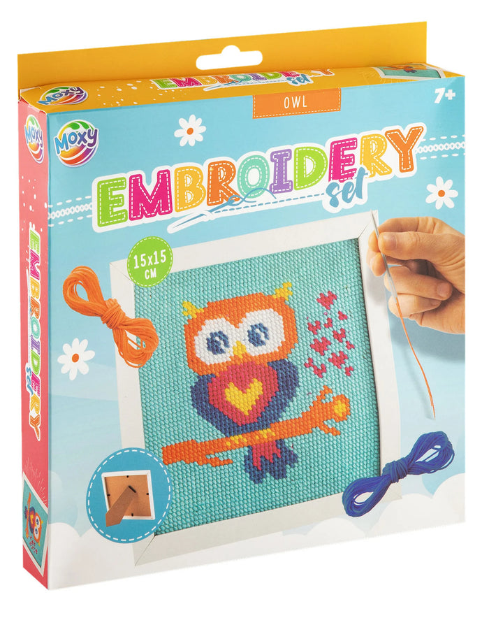 Moxy Borduurset in lijstje 15x15cm Uil