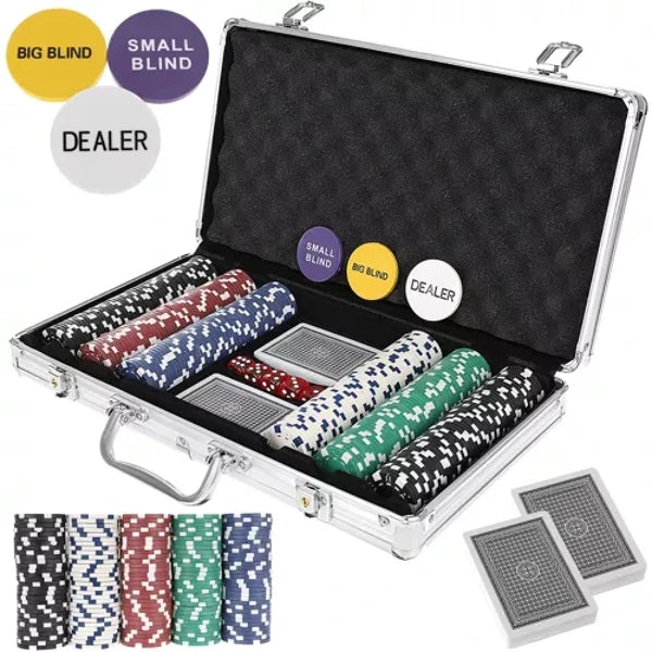 POKER - SET VAN 300 CHIPS IN EEN KOFFER