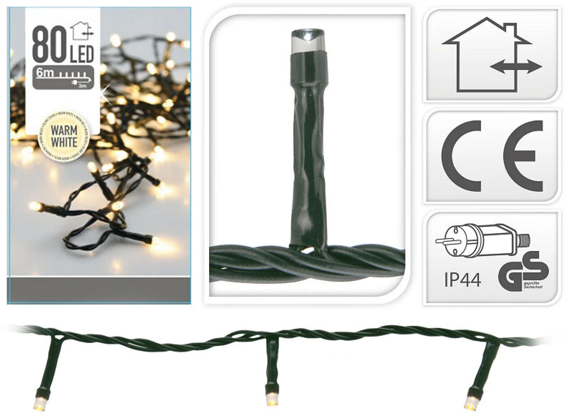 Verlichting 80LED 6M Warm Wit - IP44